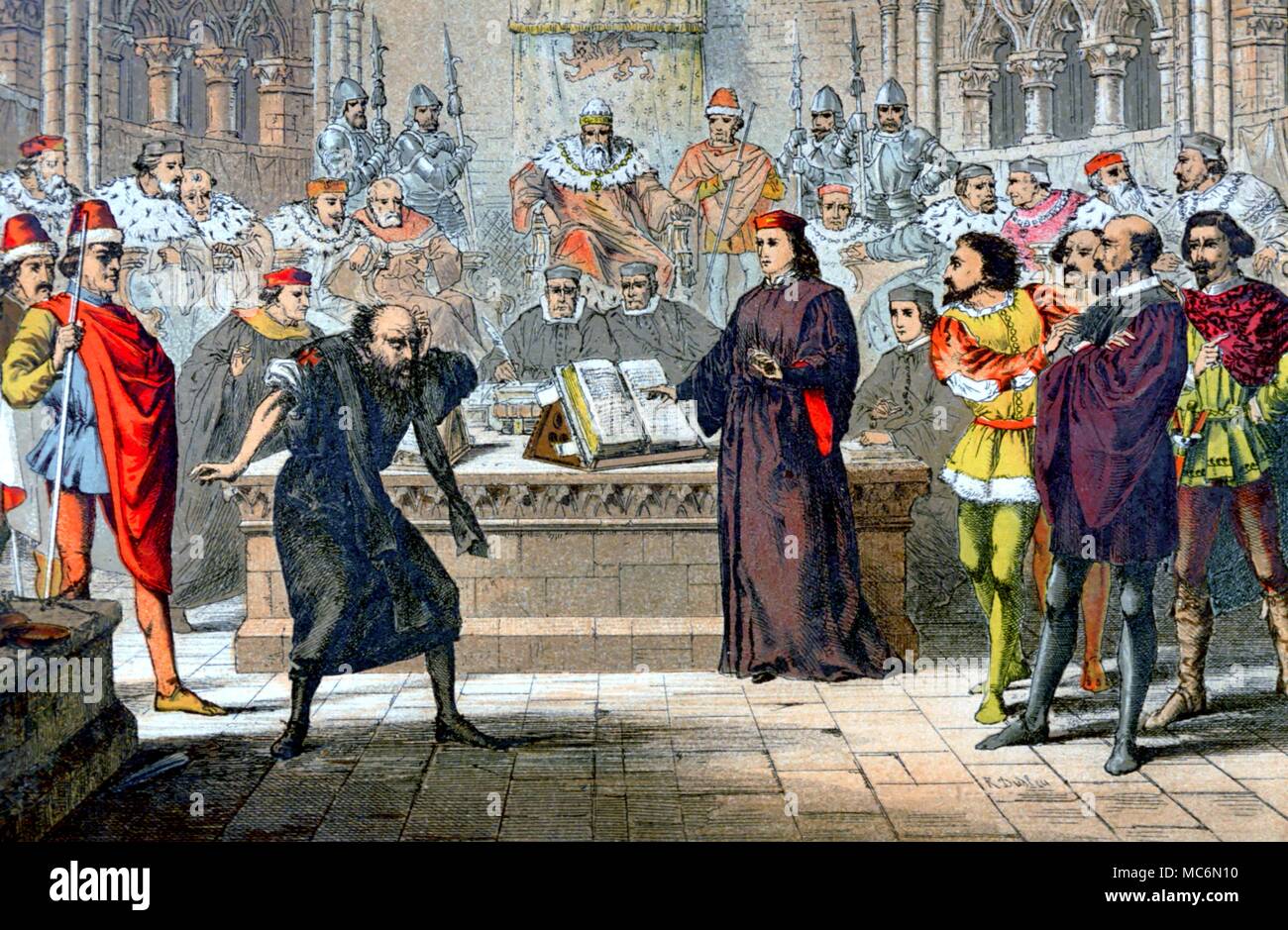 Shakespeare The Merchant of Venice Shylock: Is that the Law? Act IV in to colour woodcut and lithograph from The Library Shakespeare illustration by John Gilbert Geo Cruikshank and R Dudley 1885 Stock Photo