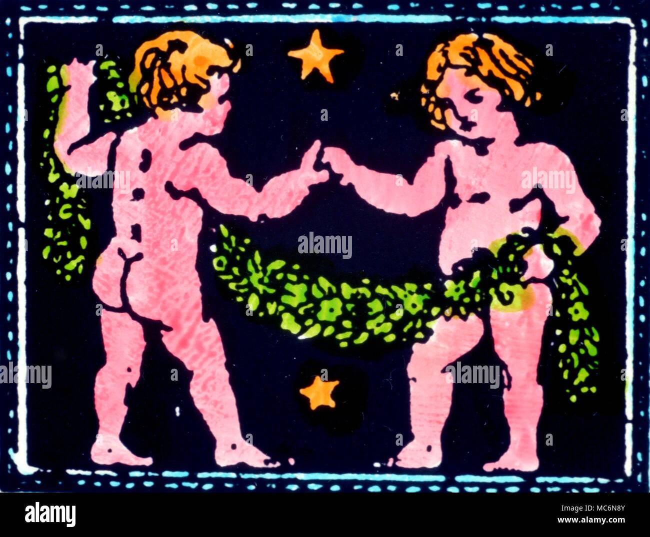 Zodiacal Signs Gemini Image of Gemini from a late 19th century textbook on astrology Stock Photo