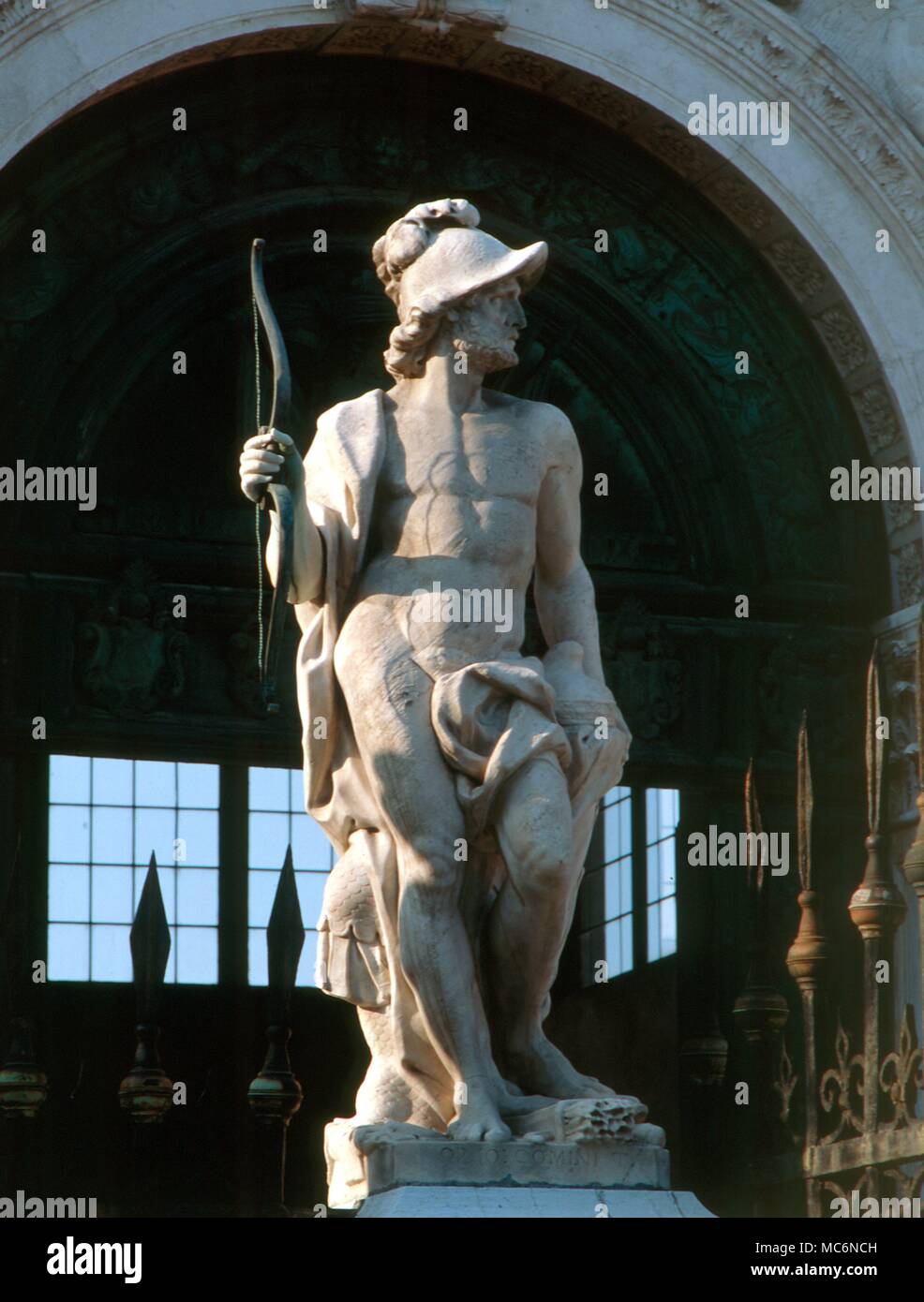 Italy Venice Statue (probably representing Mars) in the entrance courtyard to the Old Arsenal Venice Stock Photo