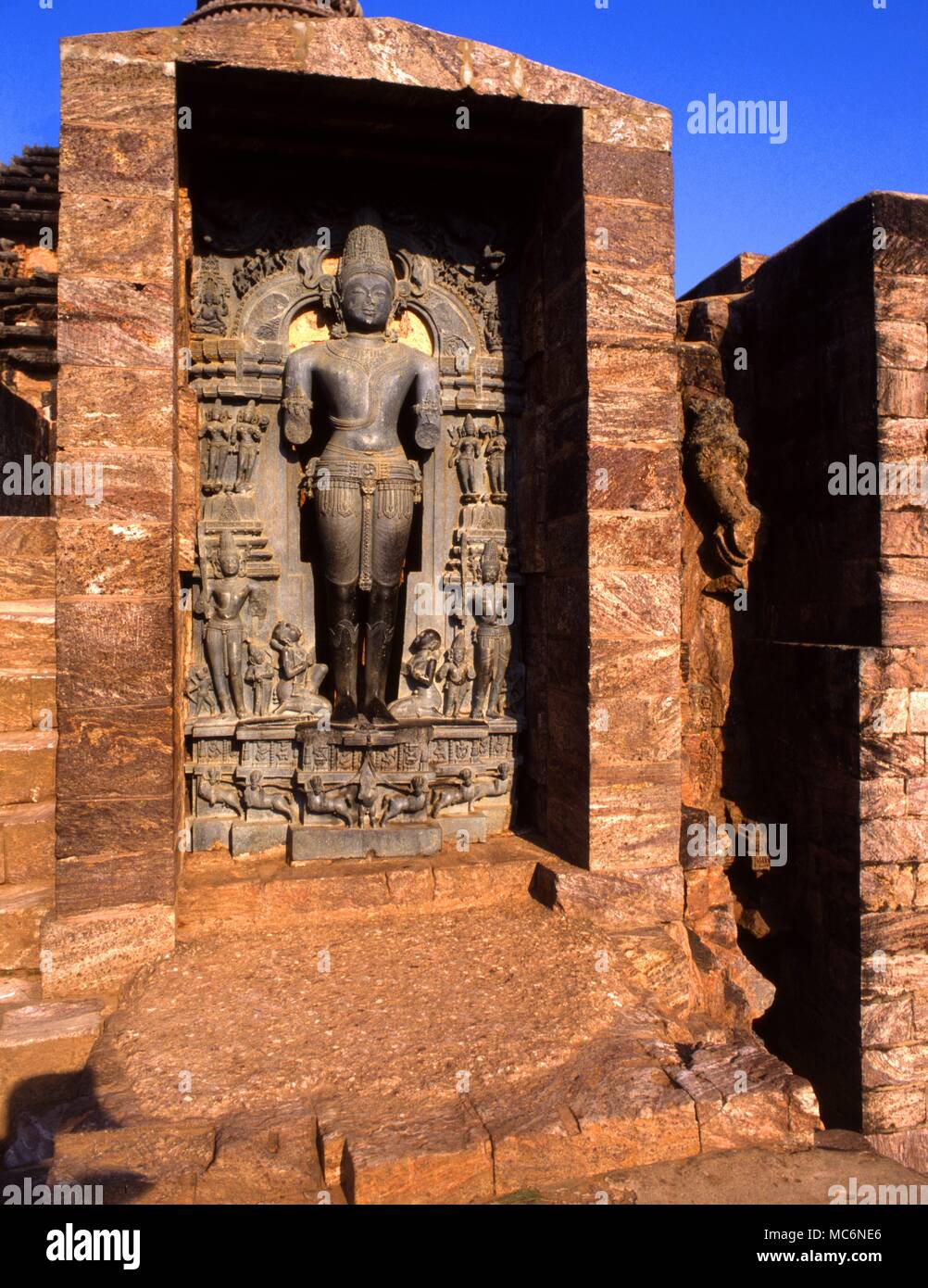 India.1 113. Konarak. Statue of the Sun-god, Surya, on top of the Temple of the Sun at Konarak. Stock Photo
