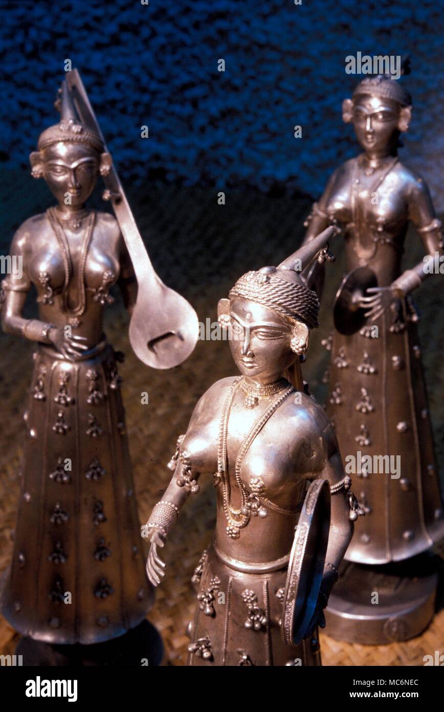 Mythology Indian Bronze statues of Indian dancers and muscian Stock Photo
