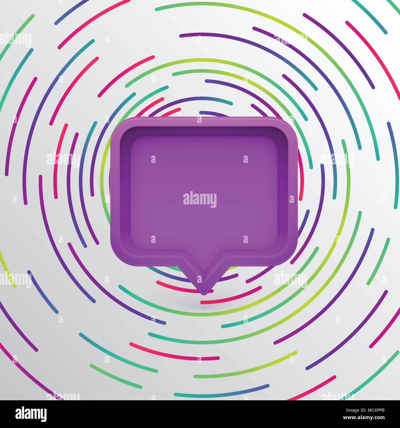 Realistic 3D speech bubble with colorful circles, vector illustration ...