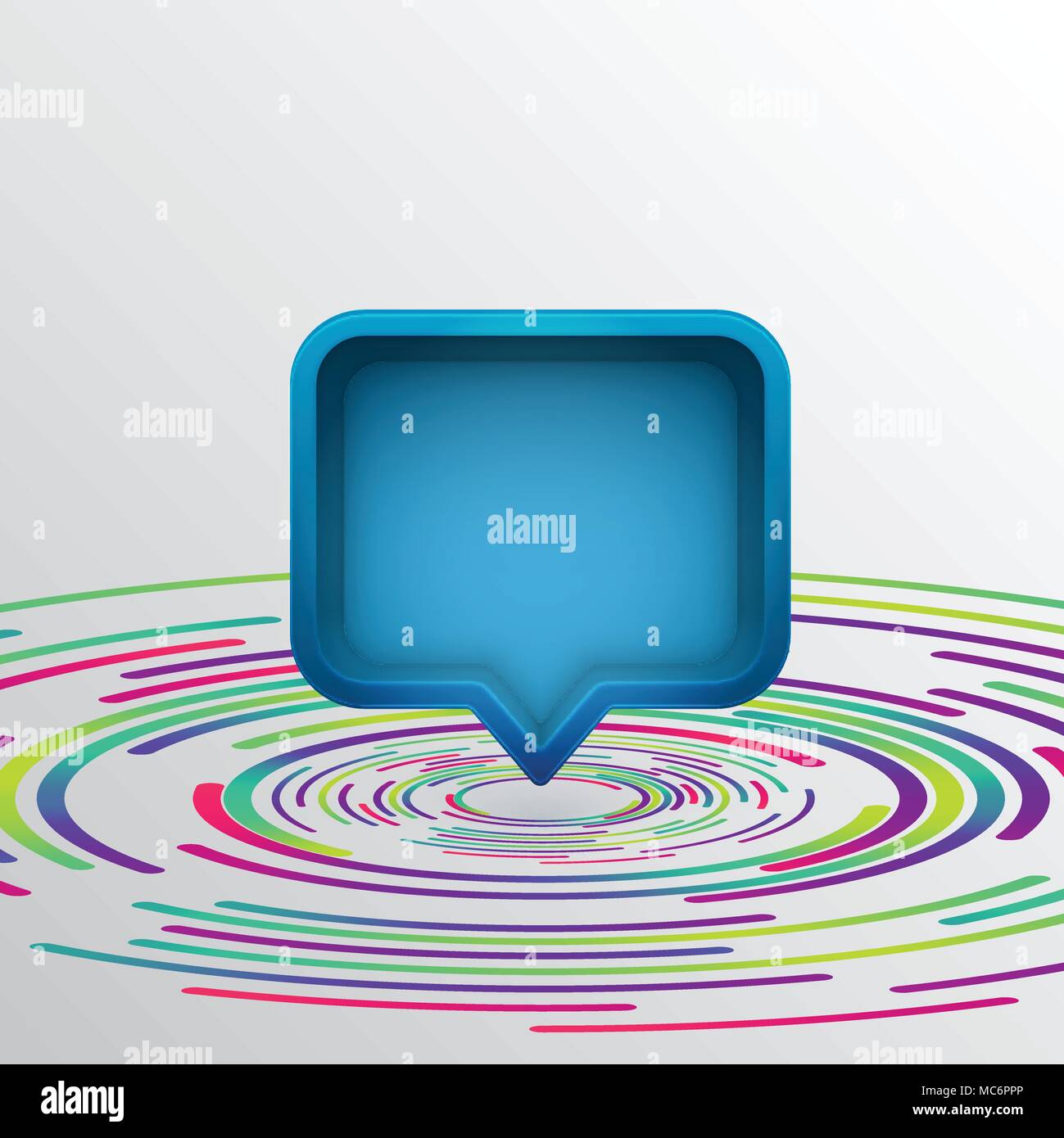 Realistic 3D speech bubble with colorful circles, vector illustration ...