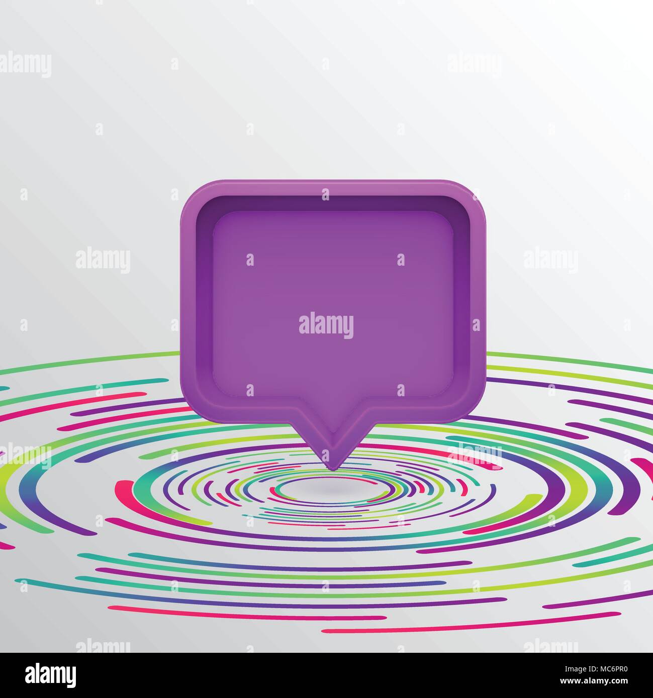 Realistic 3D speech bubble with colorful circles, vector illustration ...
