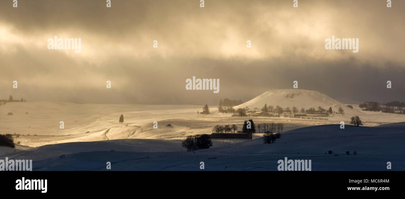 Cezallier in winter. Regional Nature Park of the Volcanoes of Auvergne. Puy de Dome. Auvergne. France Stock Photo