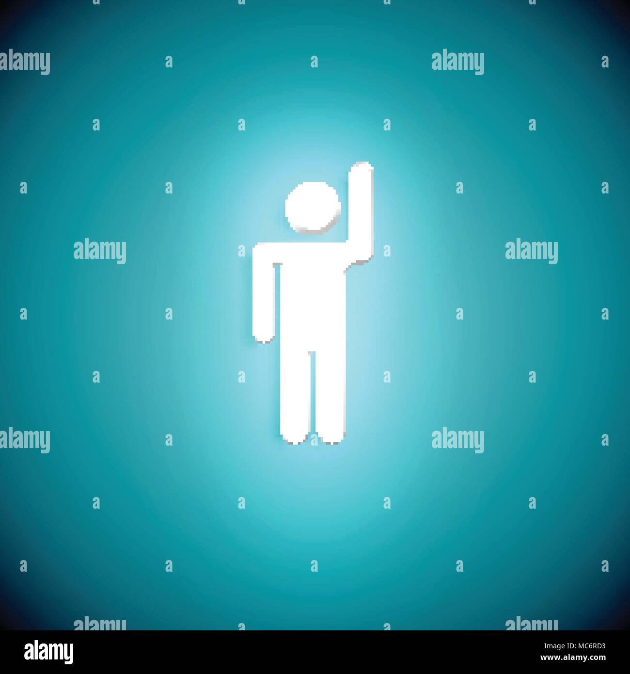 Stand out from the crowd glowing man with raised hand, vector illustration Stock Vector