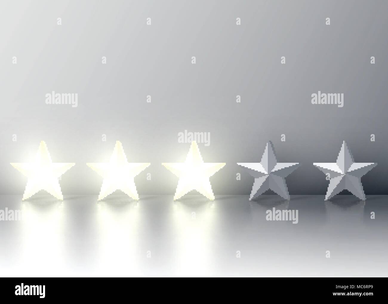 Threestar rating with glowing 3D stars, vector illustration Stock Vector Image & Art Alamy