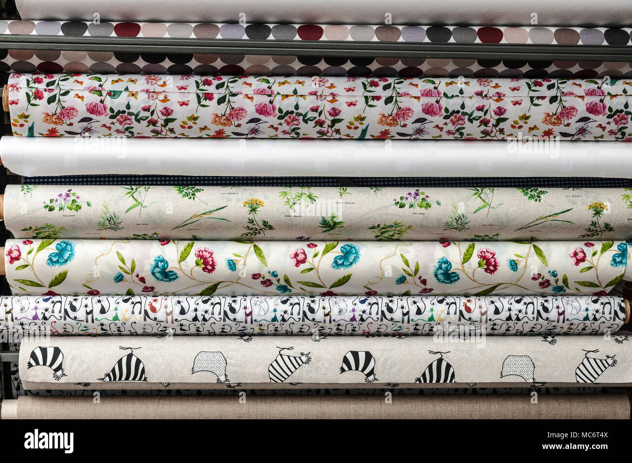 various rolls of wallpaper Stock Photo