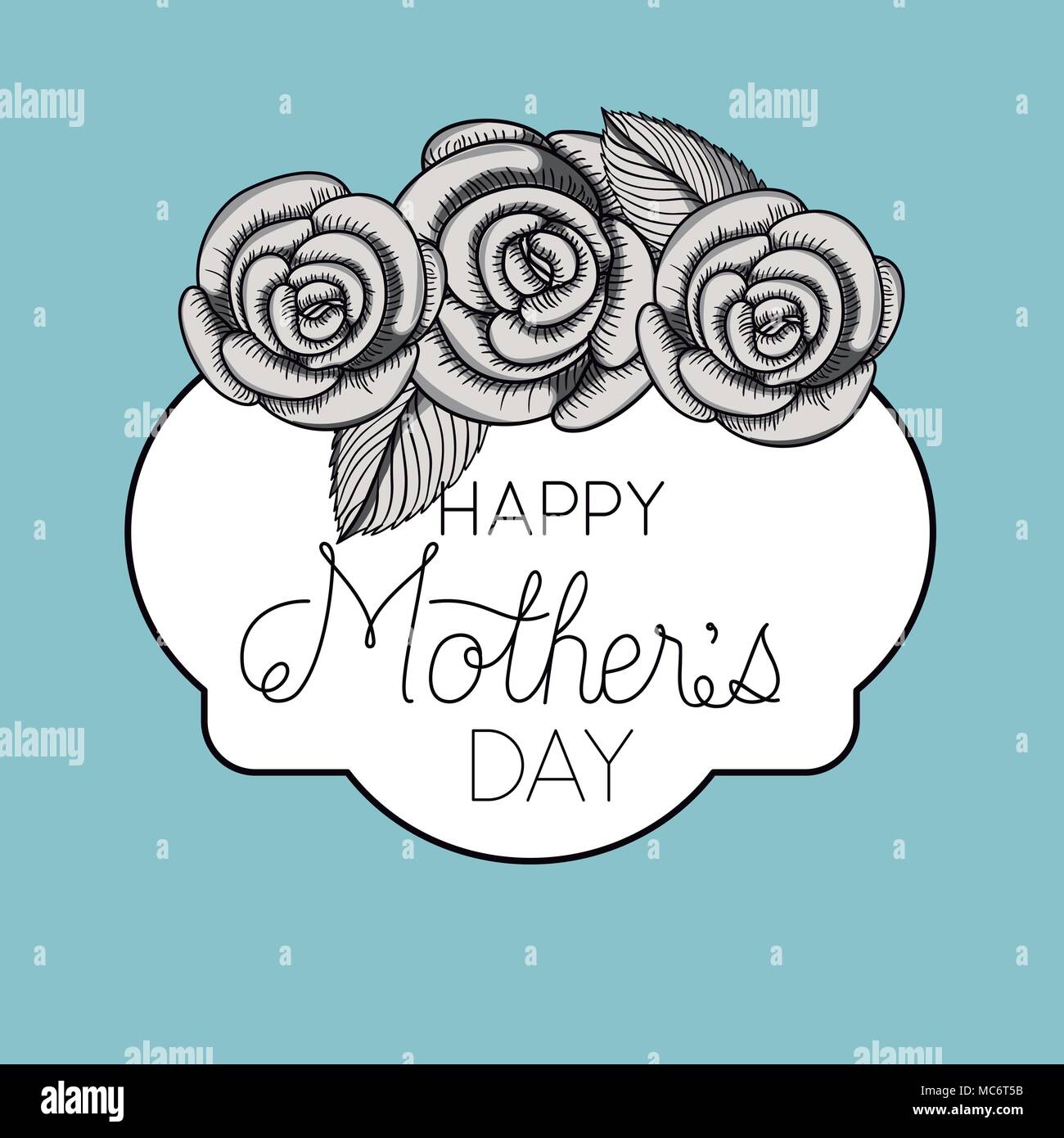 happy mothers day frame with roses vector illustration design Stock ...