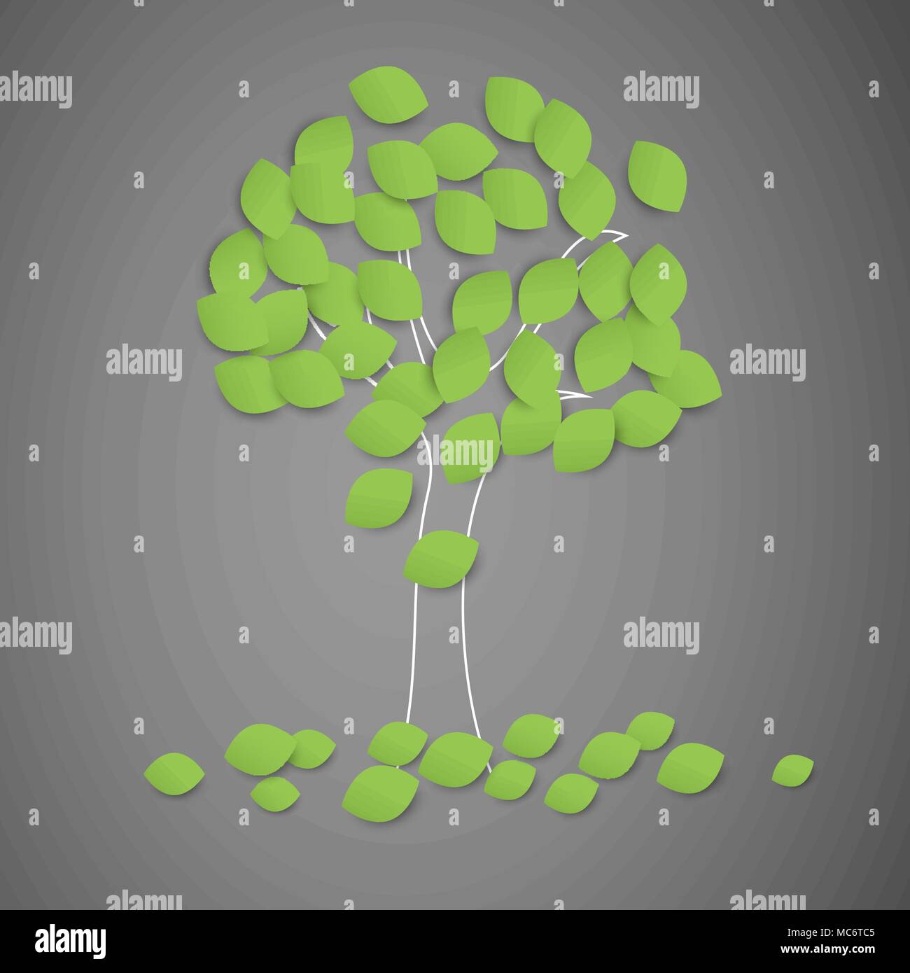abstract green tree with falling leaves Stock Vector Image & Art - Alamy