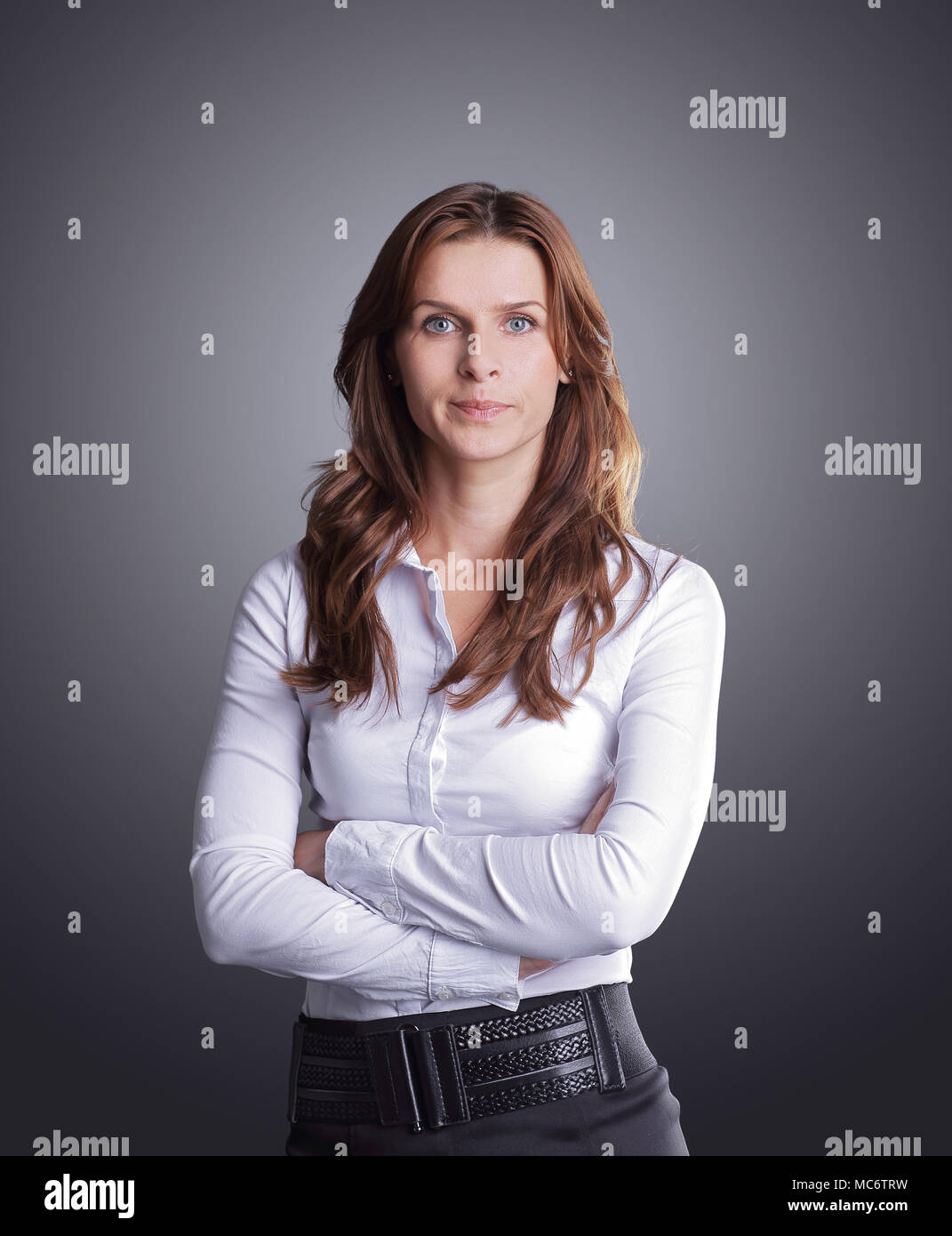 Dark hair female confident hi-res stock photography and images - Alamy