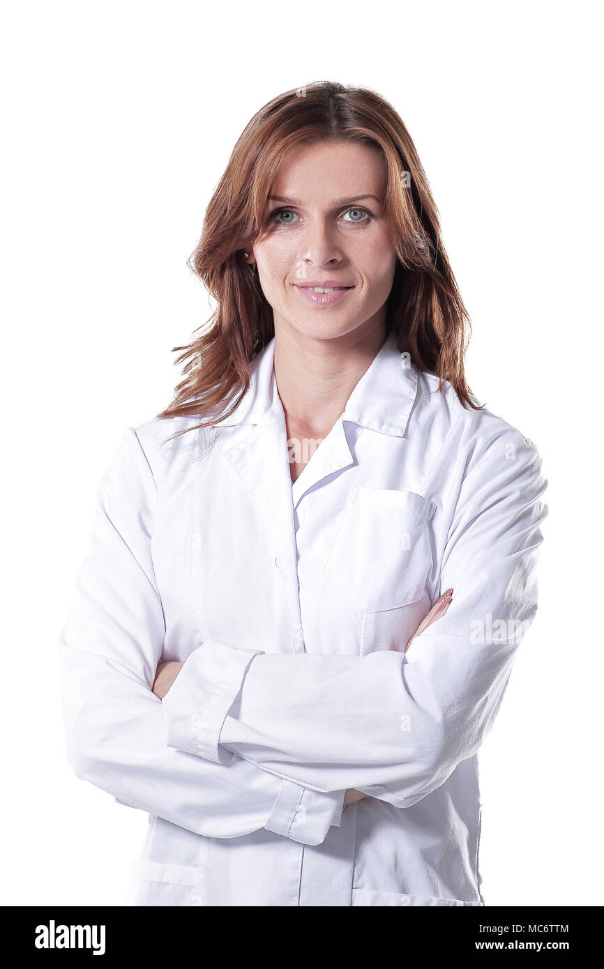 portrait of young woman doctor isolated on white Stock Photo - Alamy