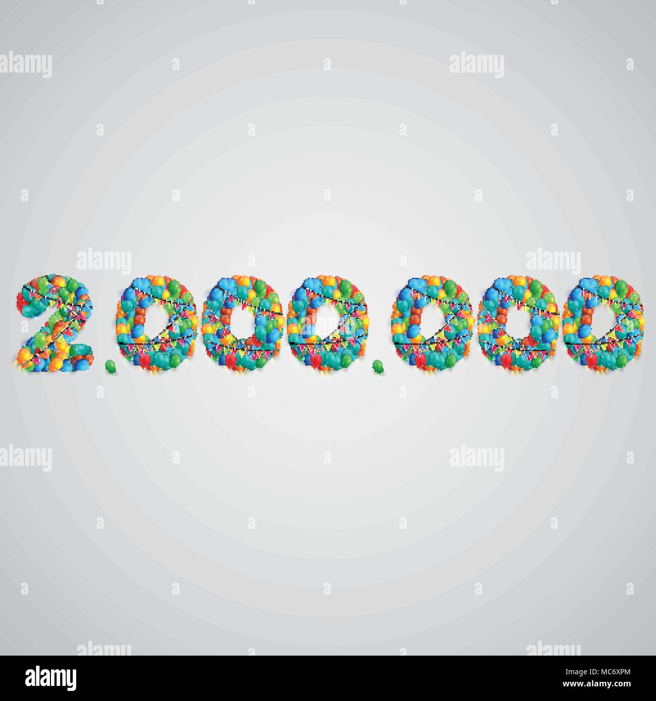 Number made by colorful balloons, vector Stock Vector