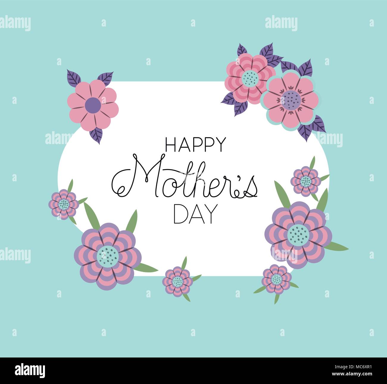 happy mothers day frame with flowers vector illustration design Stock ...