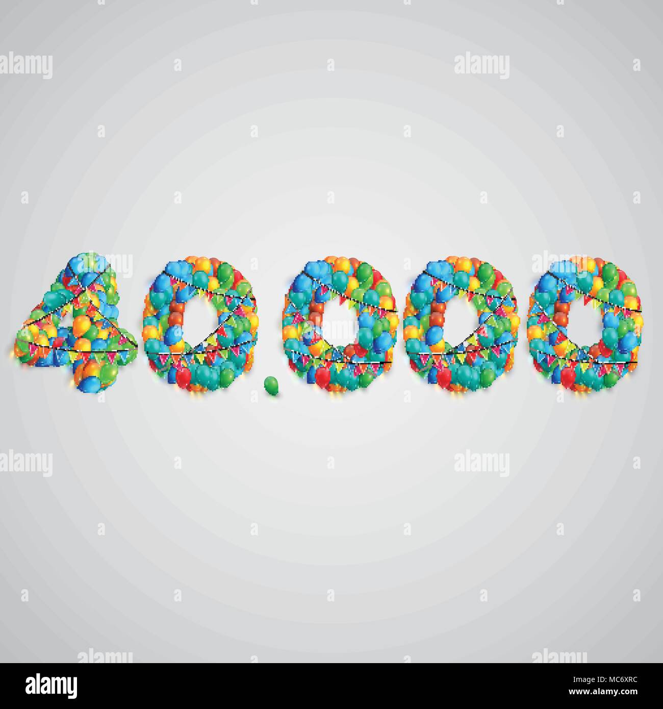Number made by colorful balloons, vector Stock Vector