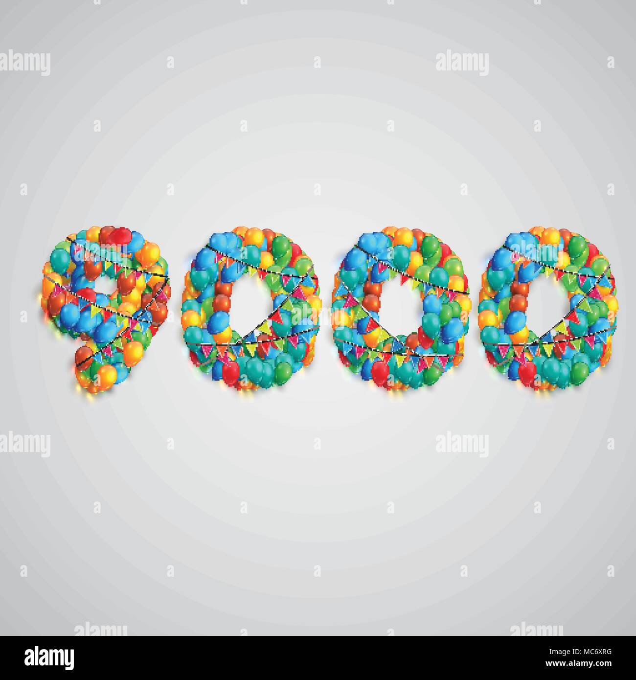 Number made by colorful balloons, vector Stock Vector