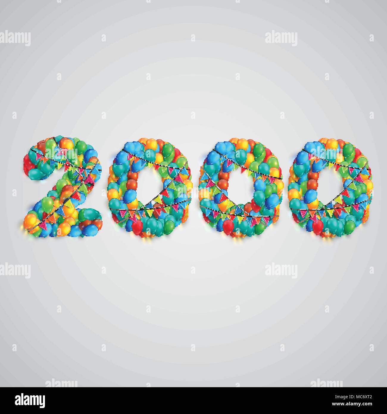 Number made by colorful balloons, vector Stock Vector