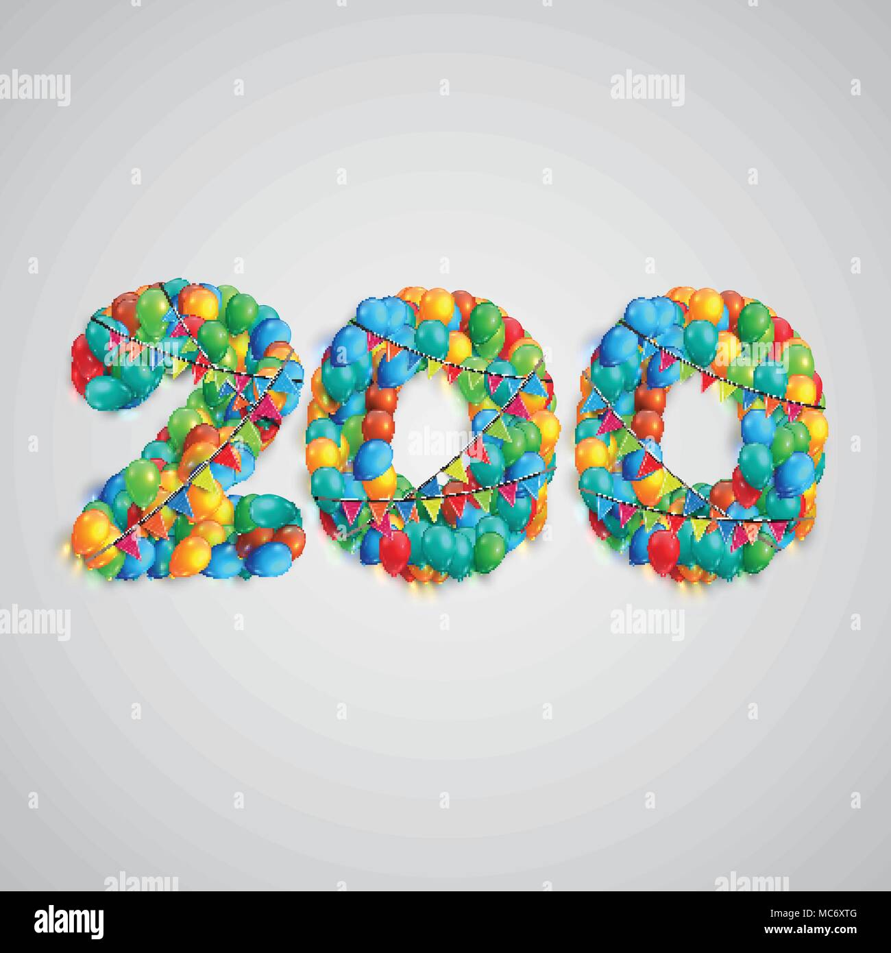 Number made by colorful balloons, vector Stock Vector
