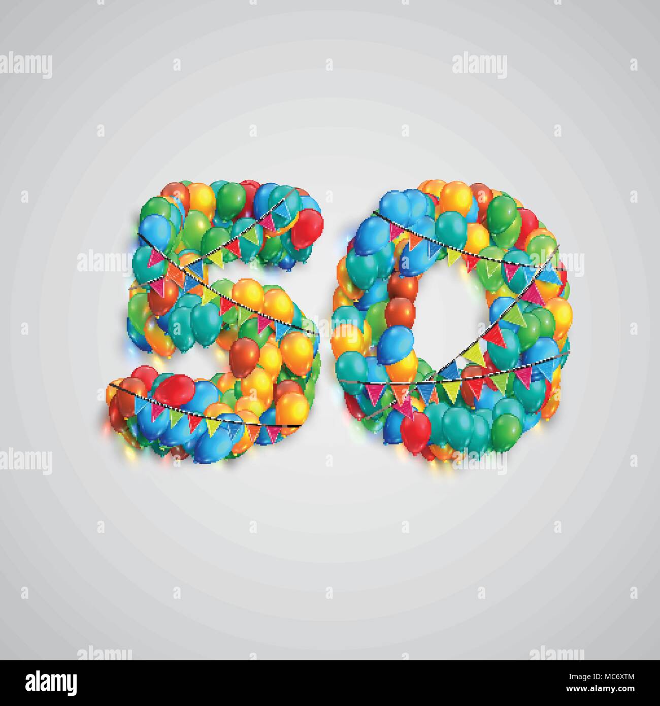 Number made by colorful balloons, vector Stock Vector
