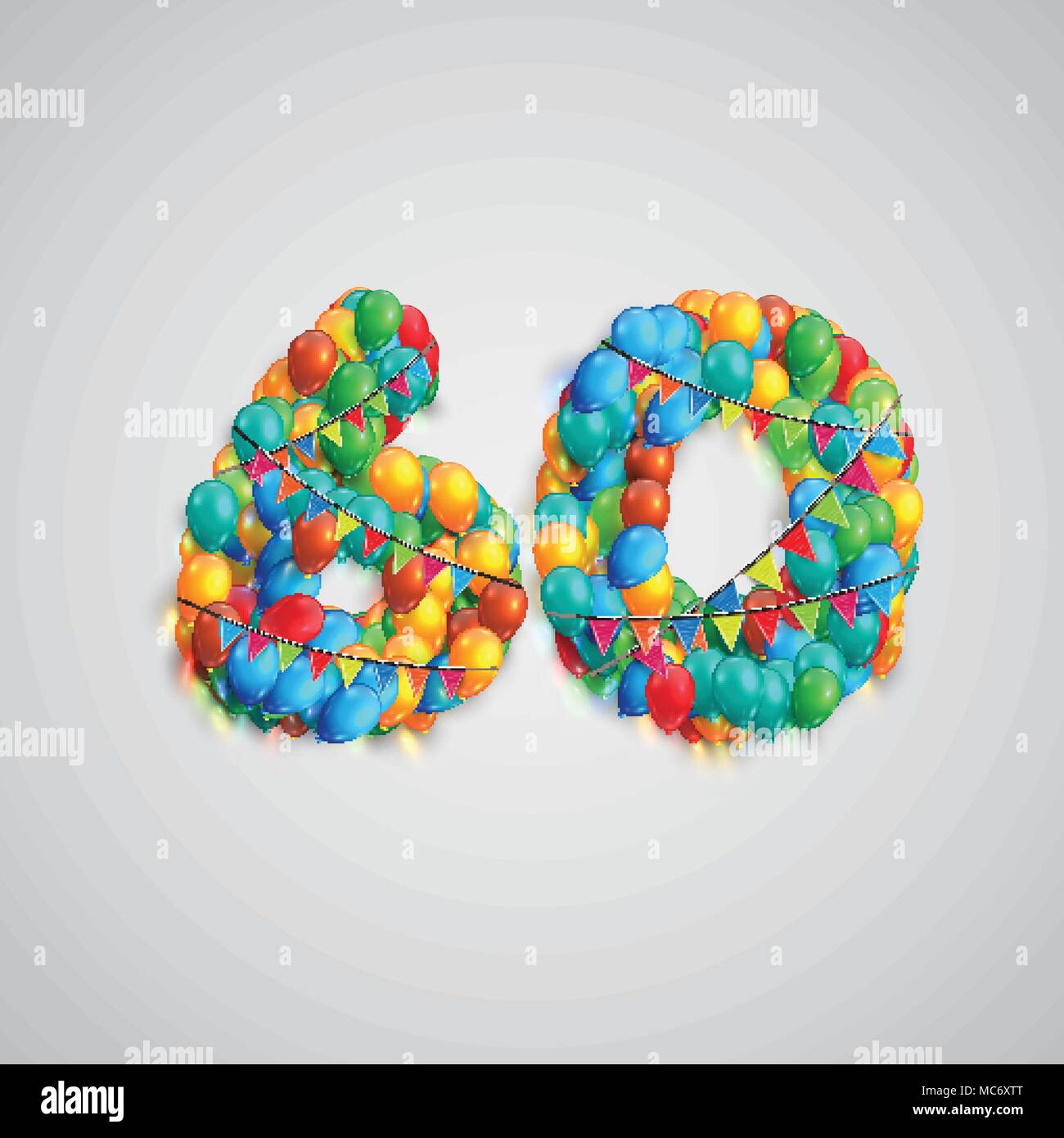 Number made by colorful balloons, vector Stock Vector