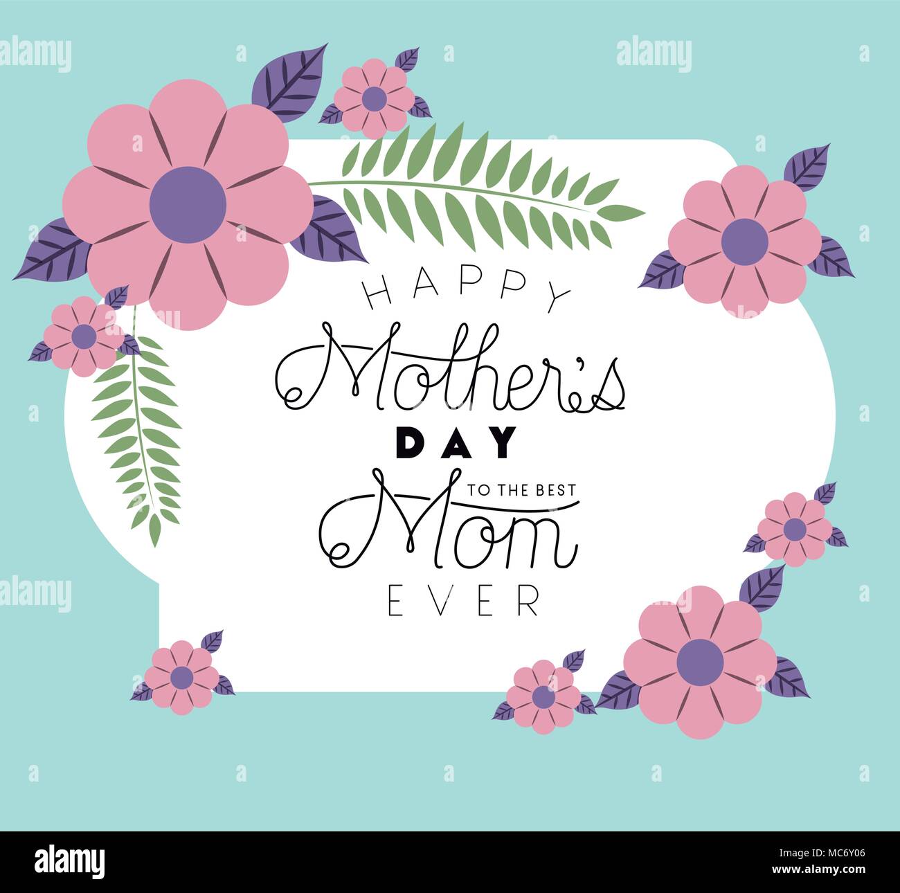 happy mothers day frame with flowers vector illustration design Stock ...