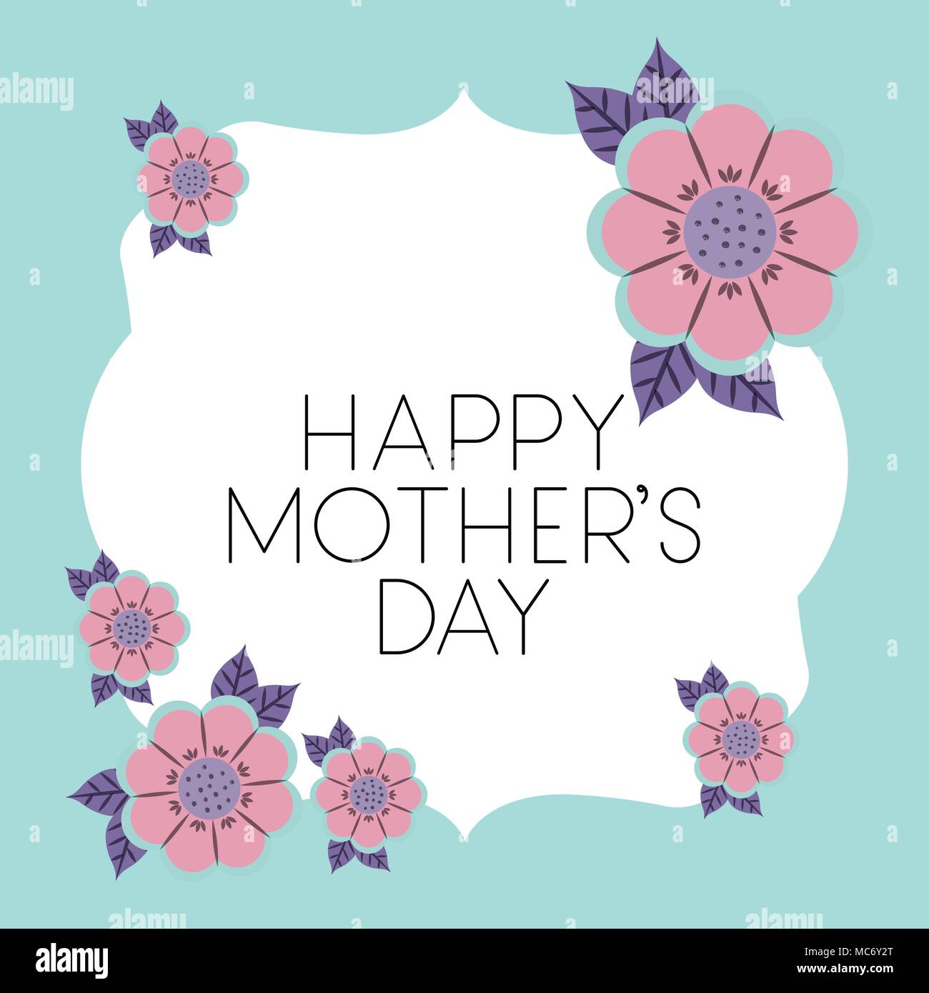 happy mothers day frame with flowers vector illustration design Stock ...