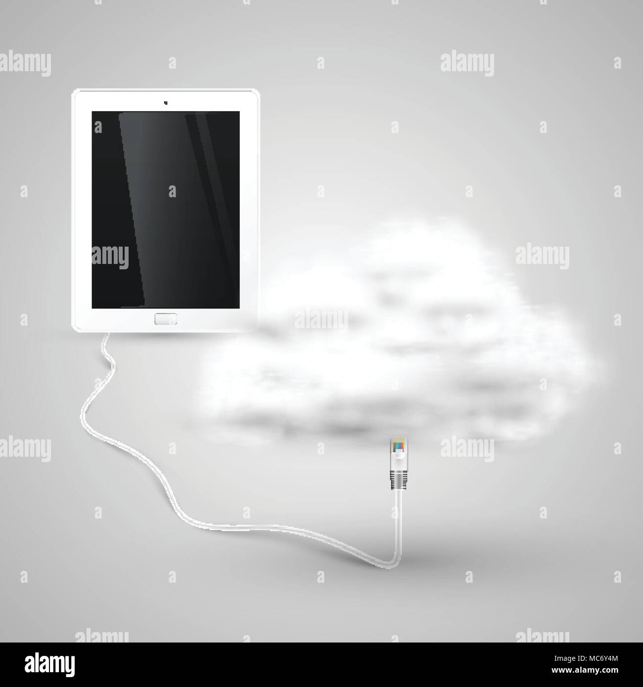 Tablet is connecting to cloud Stock Vector