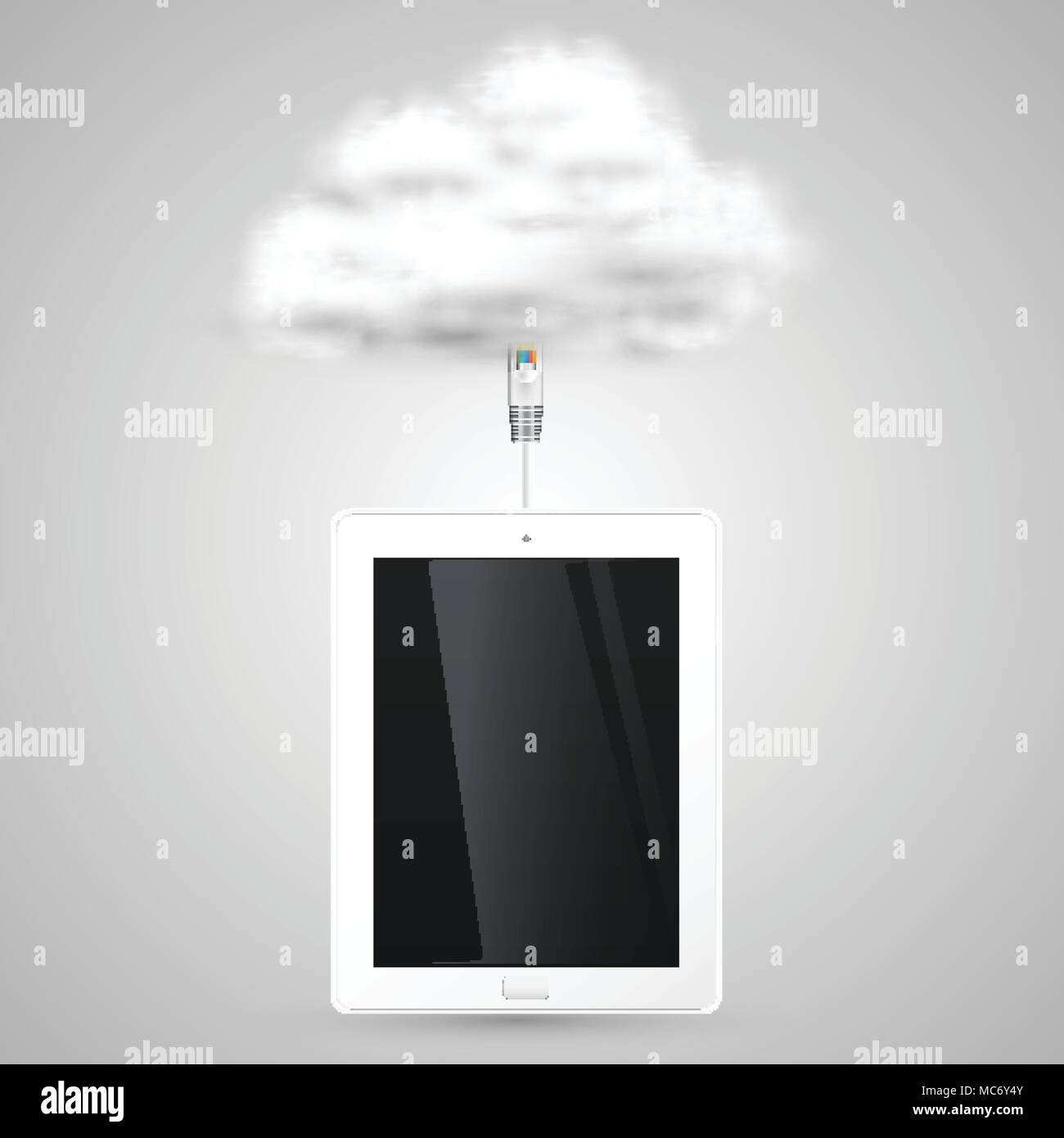 Tablet is connecting to cloud Stock Vector