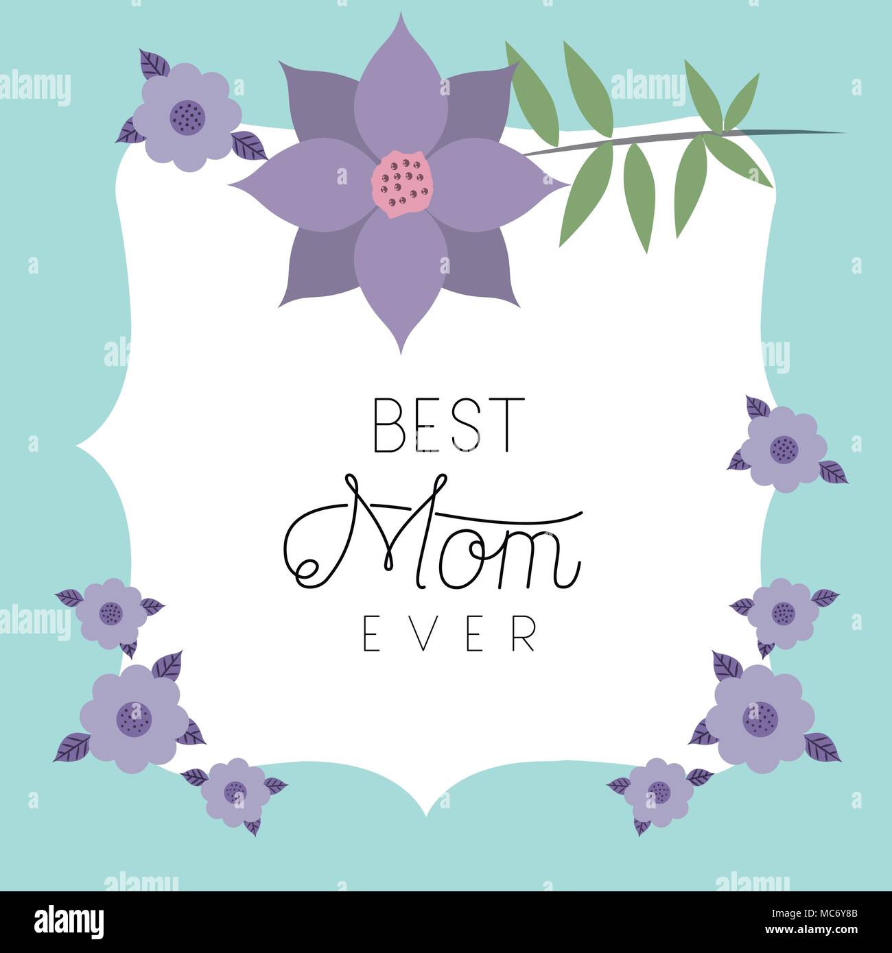 happy mothers day frame with flowers vector illustration design Stock ...