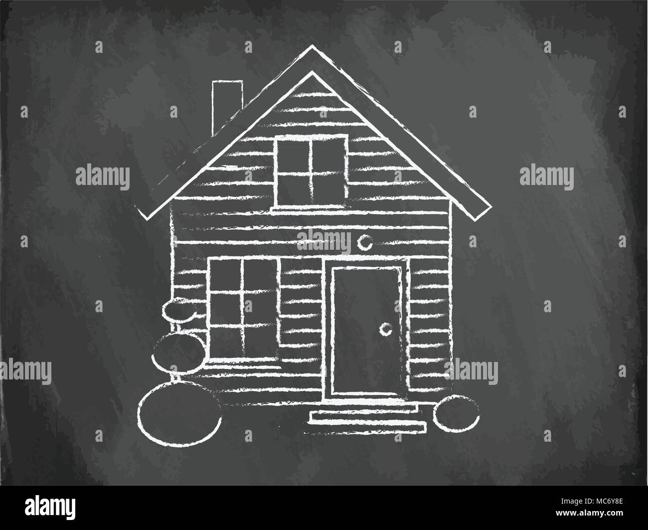 Realistic house being drawn on a chalkboard, vector Stock Vector
