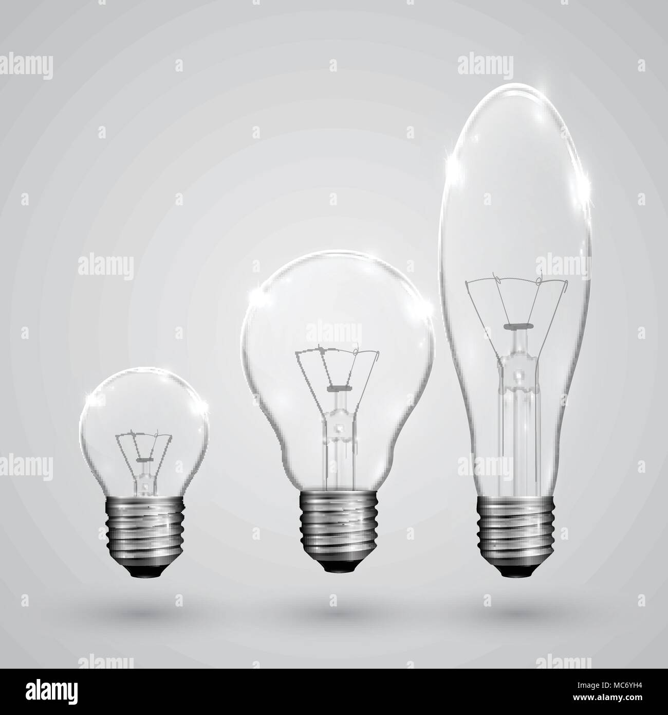 Three kinds of light bulb, vector Stock Vector