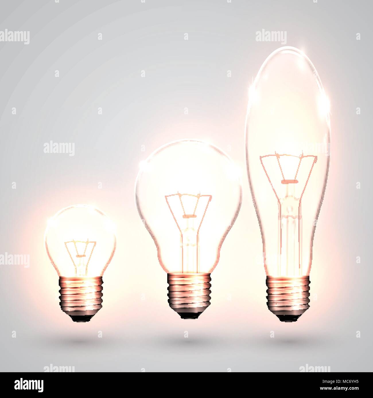 Three kinds of light bulb, vector Stock Vector