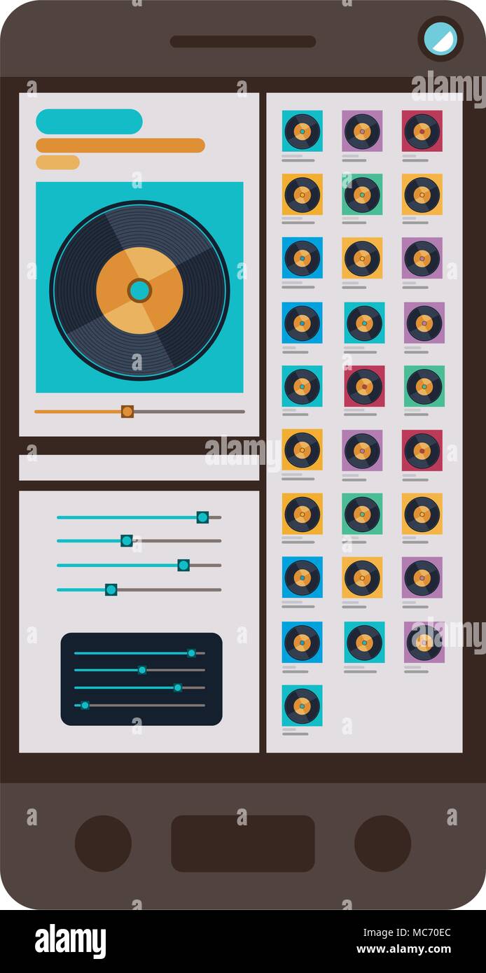 smartphone device with music player app vector illustration design ...