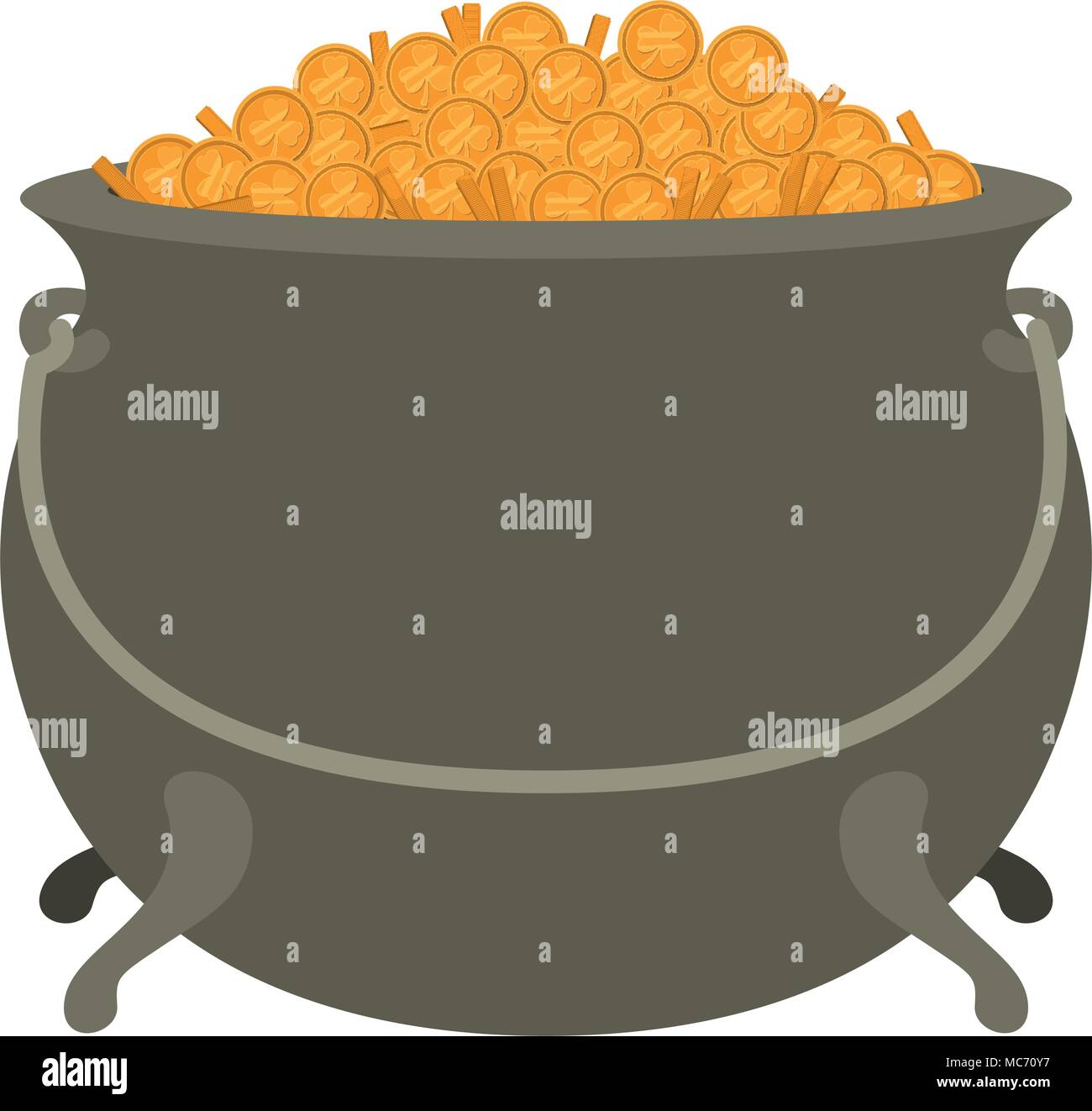 cauldron with treasure saint patrick celebration vector illustration ...