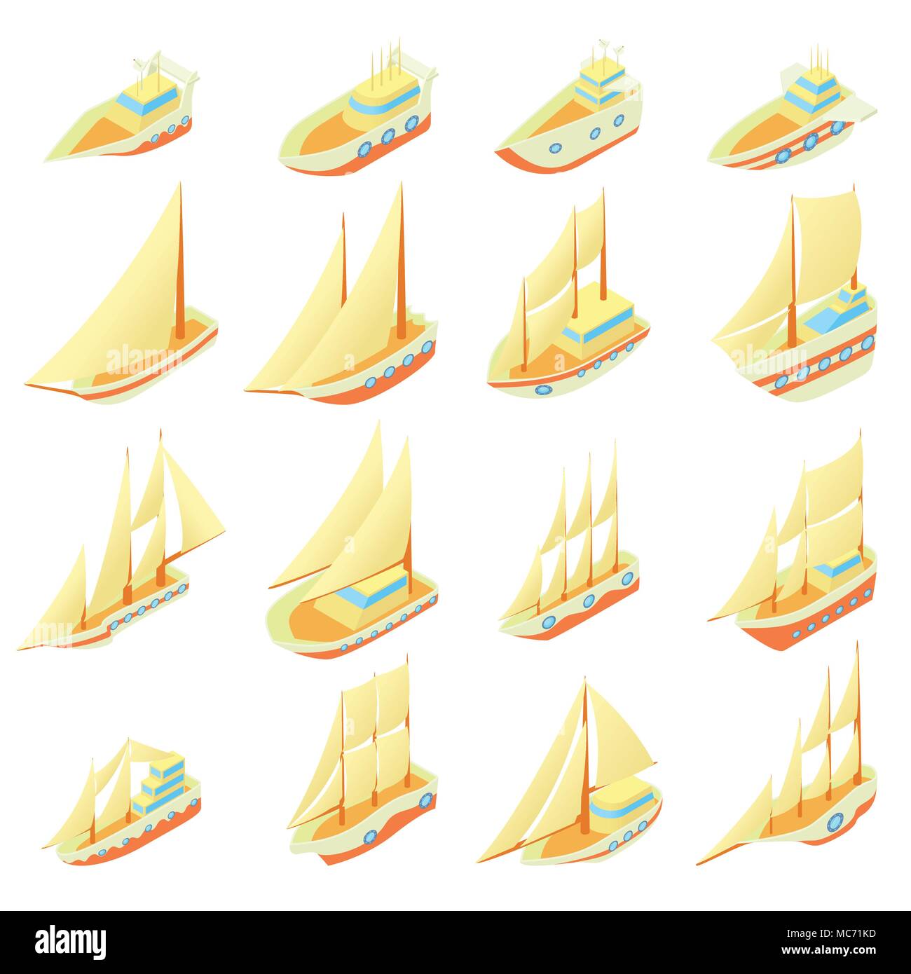 Sailing ship icons set, cartoon style Stock Vector Image & Art - Alamy