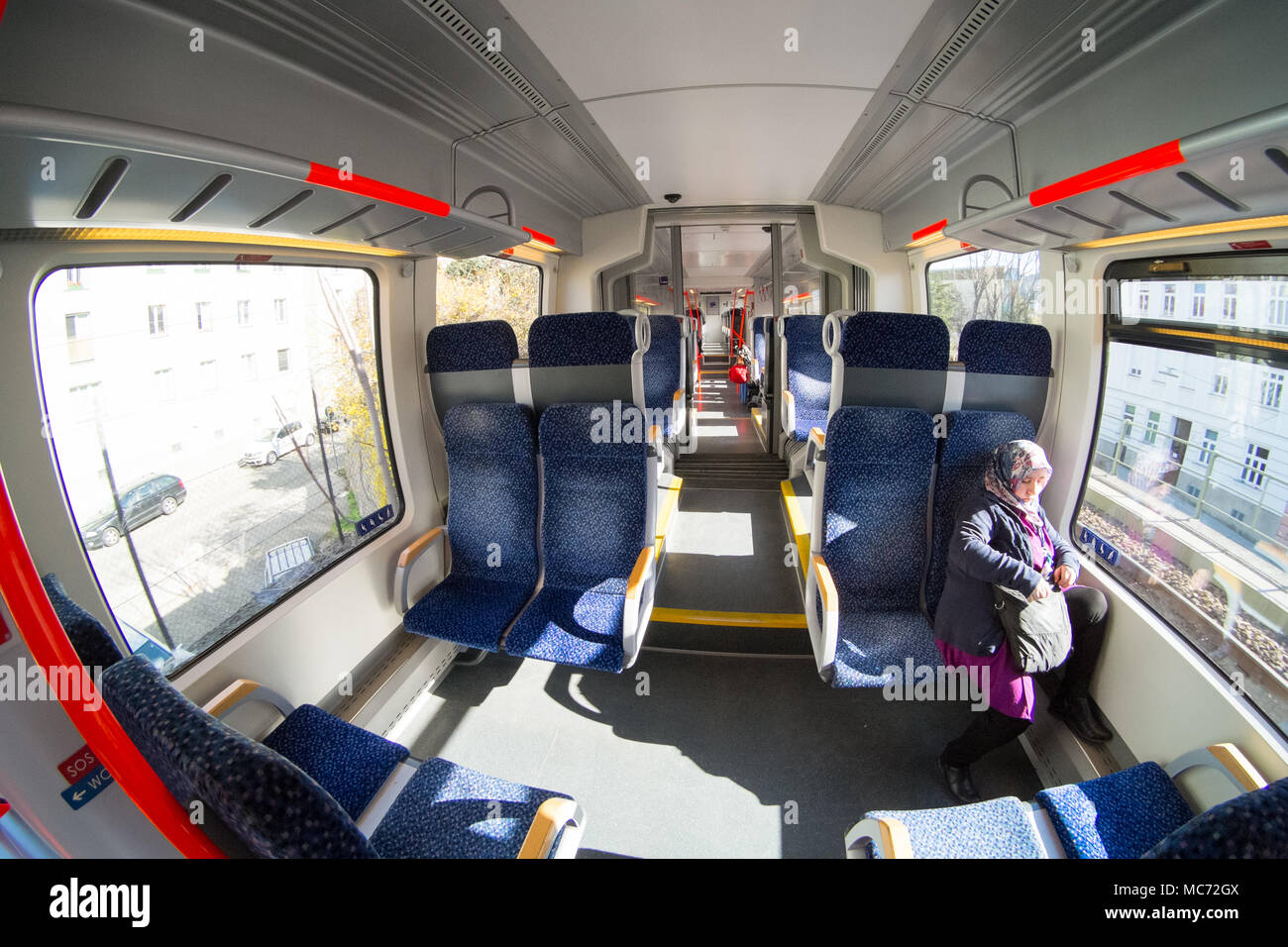 Interior of a train carriage Vienna, Austria, Europe. Stock Photo
