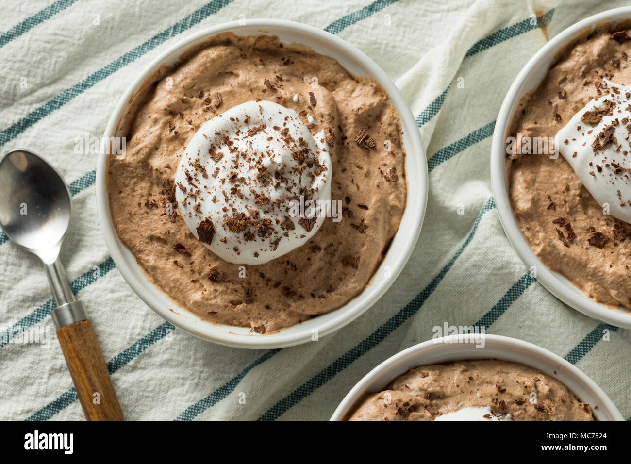 Homemade Sweet Chocolate Mousse with Whipped Cream Stock Photo Alamy