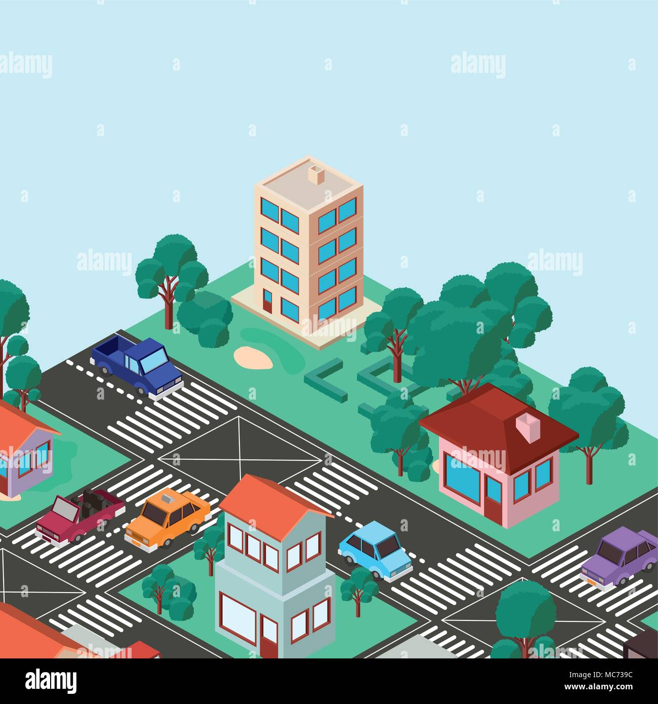 isometric city scene icons Stock Vector Image & Art - Alamy