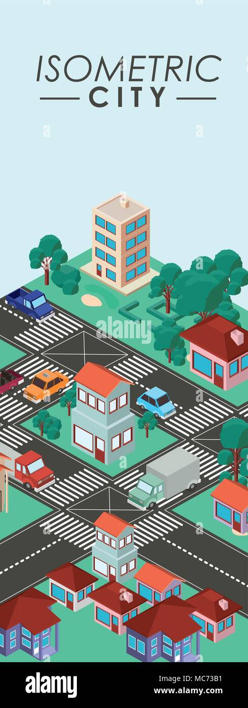 isometric city scene cards icons Stock Vector Image & Art - Alamy