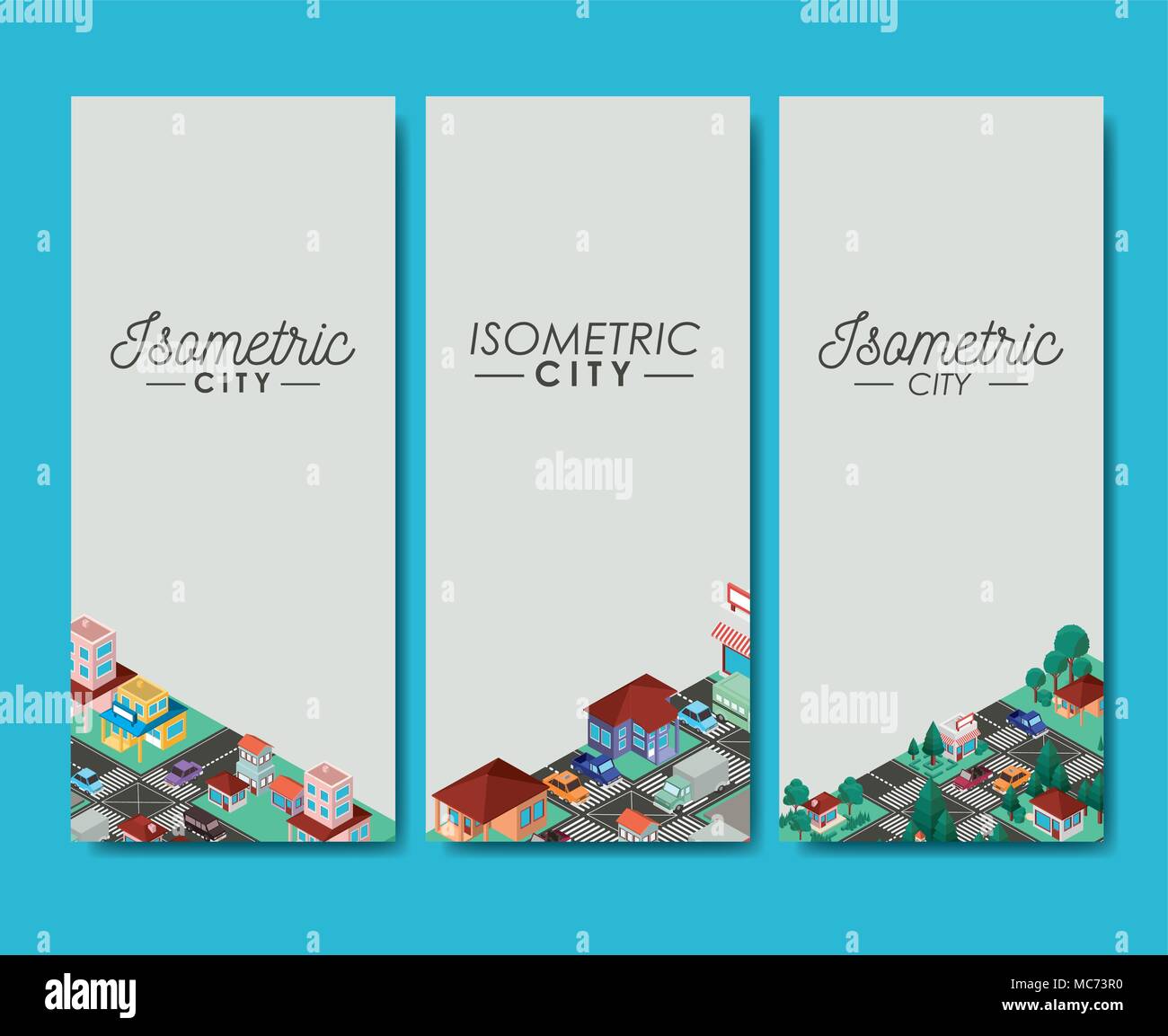 isometric city scene cards icons Stock Vector Image & Art - Alamy