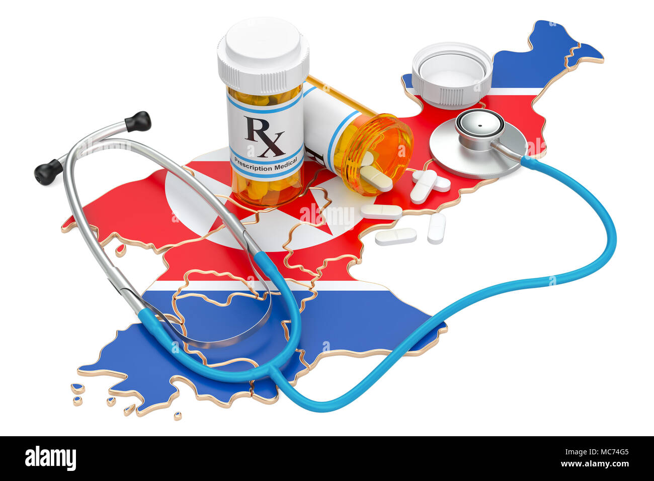 Healthcare in North Korea concept, 3D rendering isolated on white