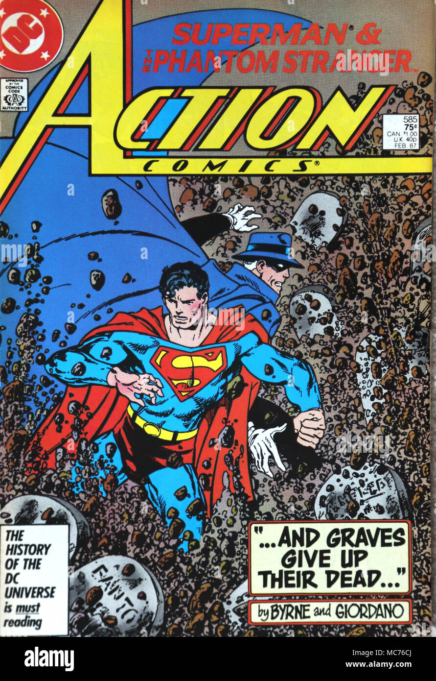 Vintage DC Action Comic Book Superman and the Phantom Stranger Stock Photo