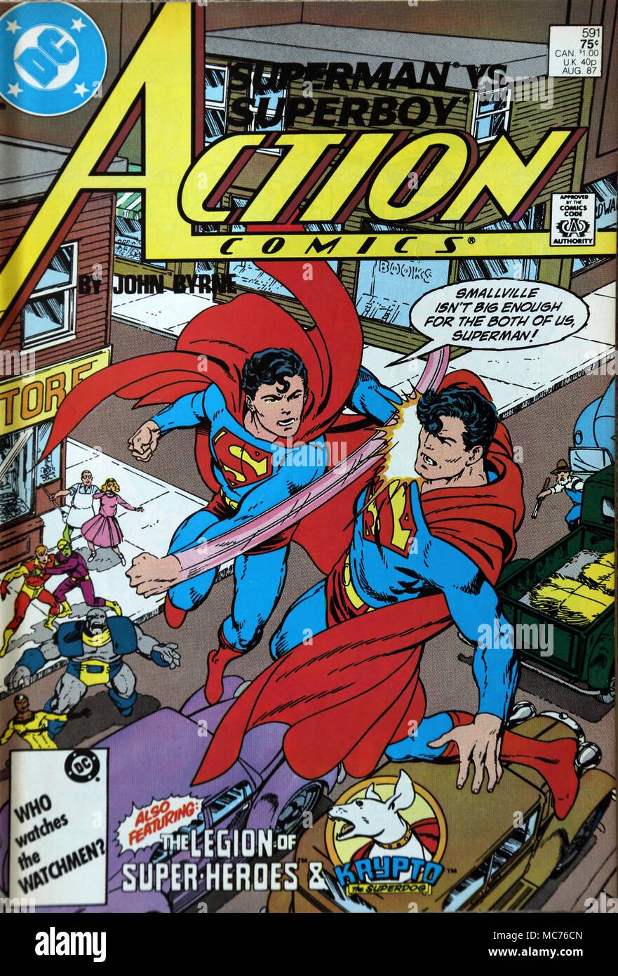 Vintage DC Action Comic Book Superman vs Superboy Stock Photo