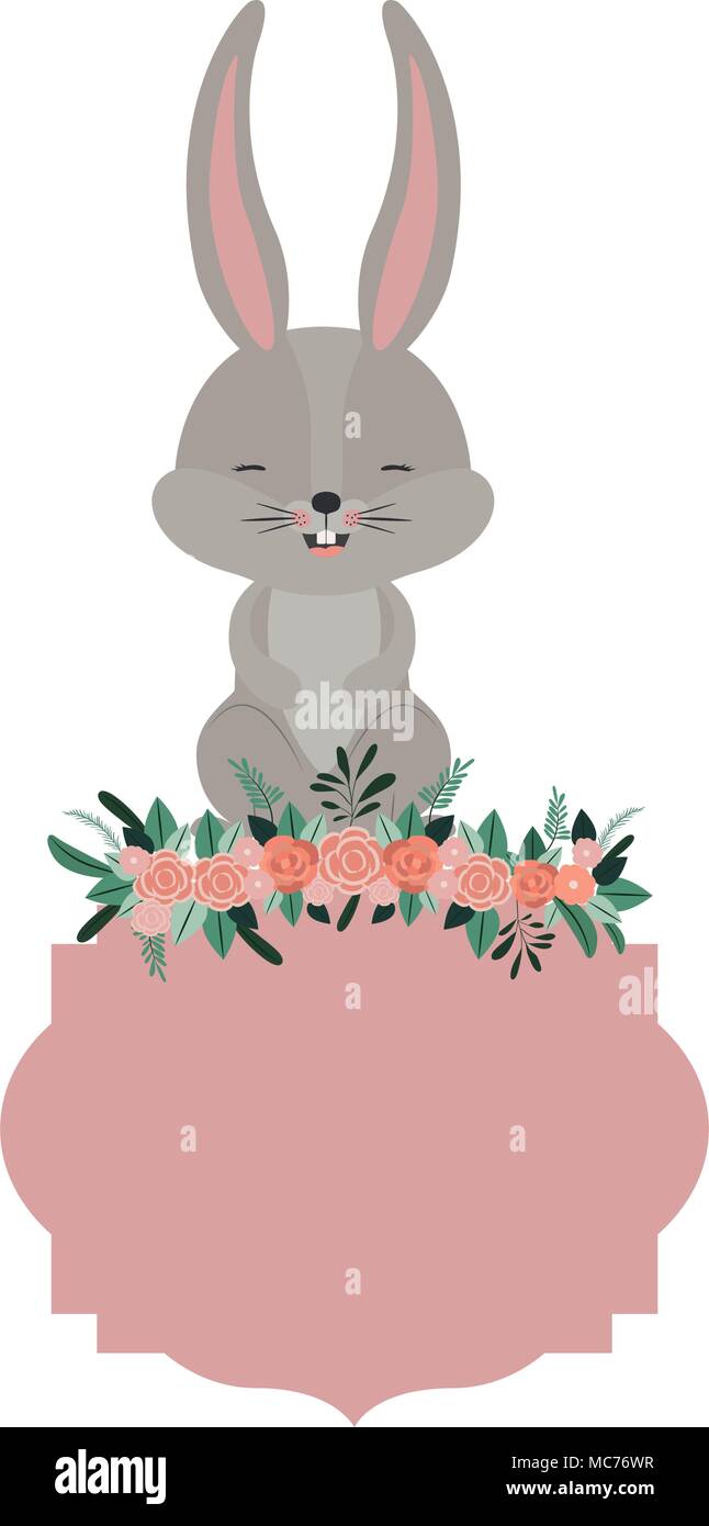 cute rabbit with wreath easter celebration Stock Vector Image & Art - Alamy