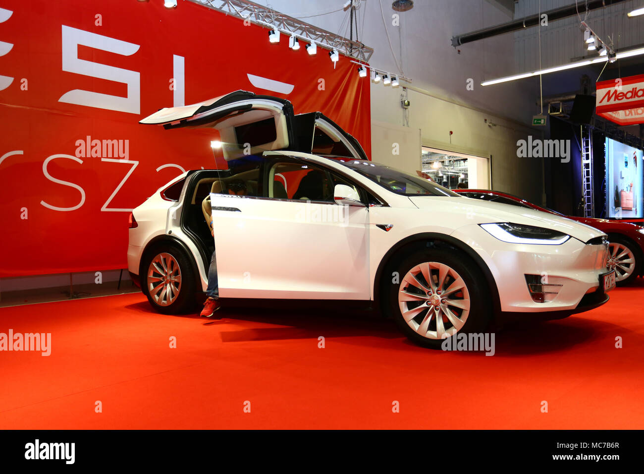 Nadarzyn, Poland, 13th April 2018: Consumer Electronics Show started at PTAK Warsaw Expo center, presenting home appliances, shows and entertainment electronics. ©Madeleine Ratz/Alamy Live News Stock Photo
