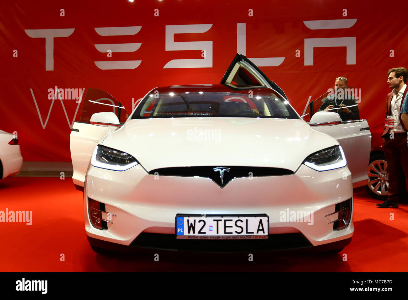Nadarzyn, Poland, 13th April 2018: Consumer Electronics Show started at PTAK Warsaw Expo center, presenting home appliances, shows and entertainment electronics. ©Madeleine Ratz/Alamy Live News Stock Photo