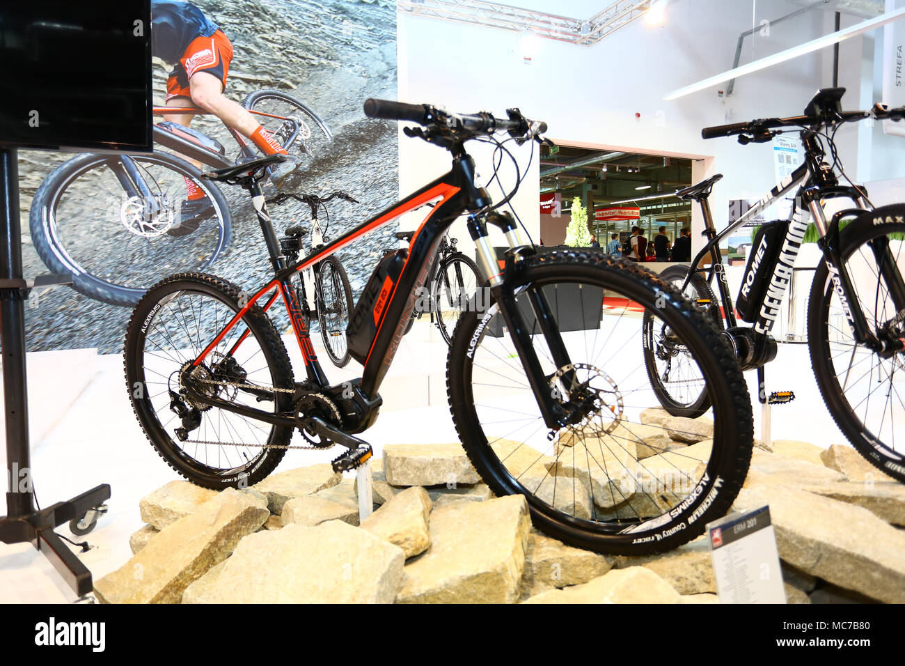 Nadarzyn, Poland, 13th April 2018: Consumer Electronics Show started at PTAK Warsaw Expo center, presenting home appliances, shows and entertainment electronics. ©Madeleine Ratz/Alamy Live News Stock Photo