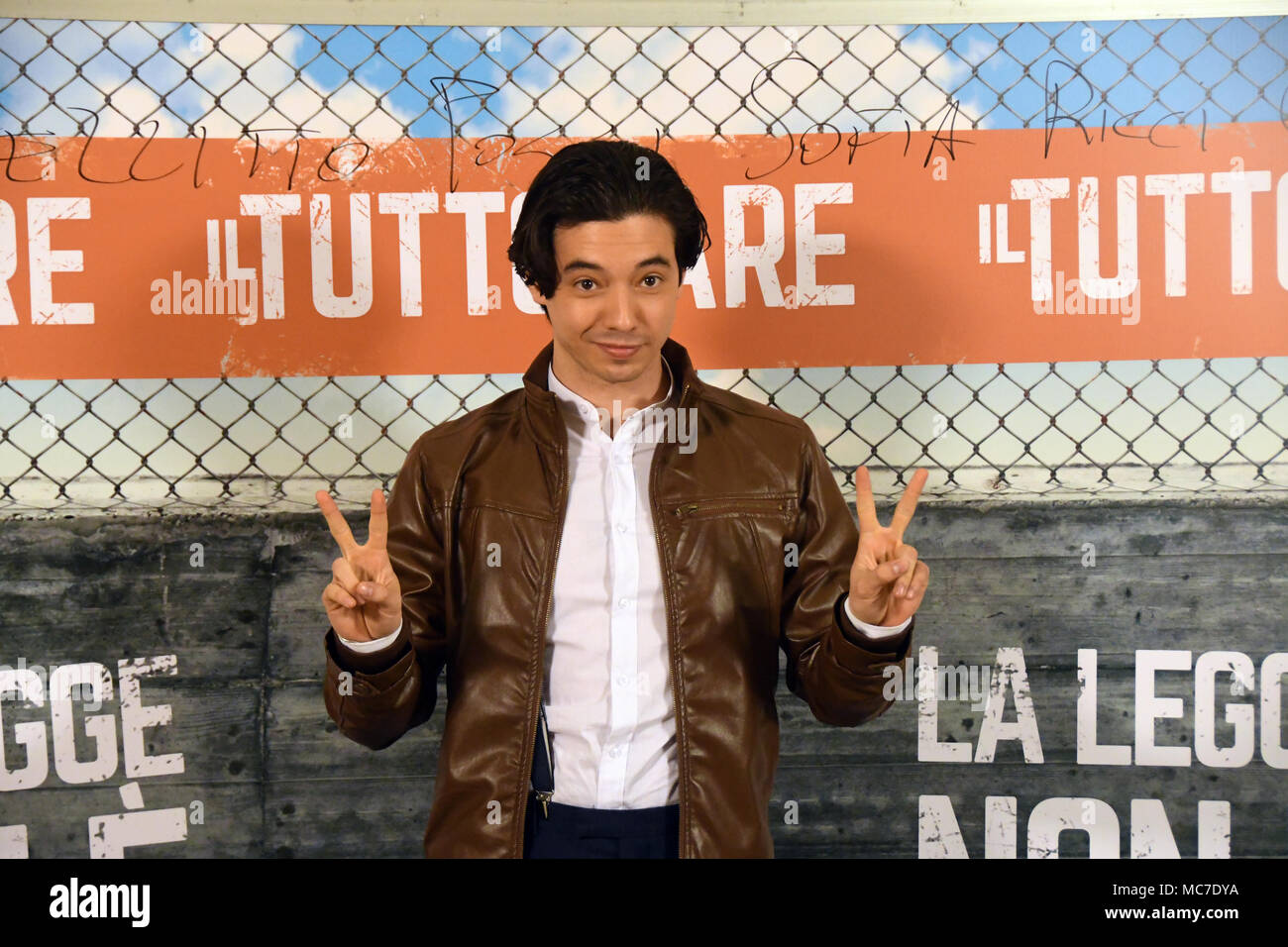 Rome Italy 13 April 2018. At hotel the st Regis- Photocall film presentation IL TUTTOFARE, Guglielmo Poggi in the role of Antonio Credit: Giuseppe Andidero/Alamy Live News Stock Photo