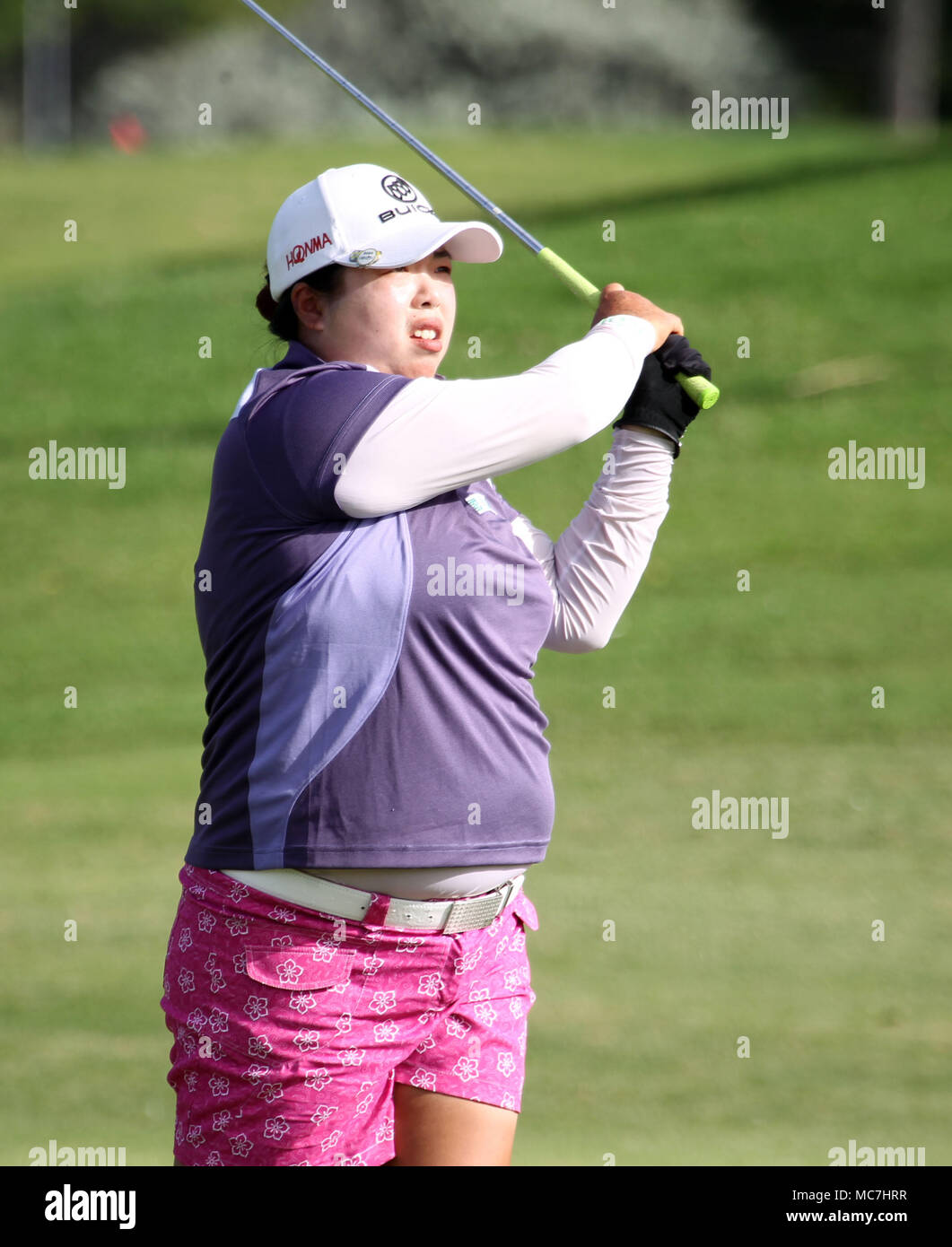 April 13, 2018 - Shanshan Feng on the 18th hole during the third round ...