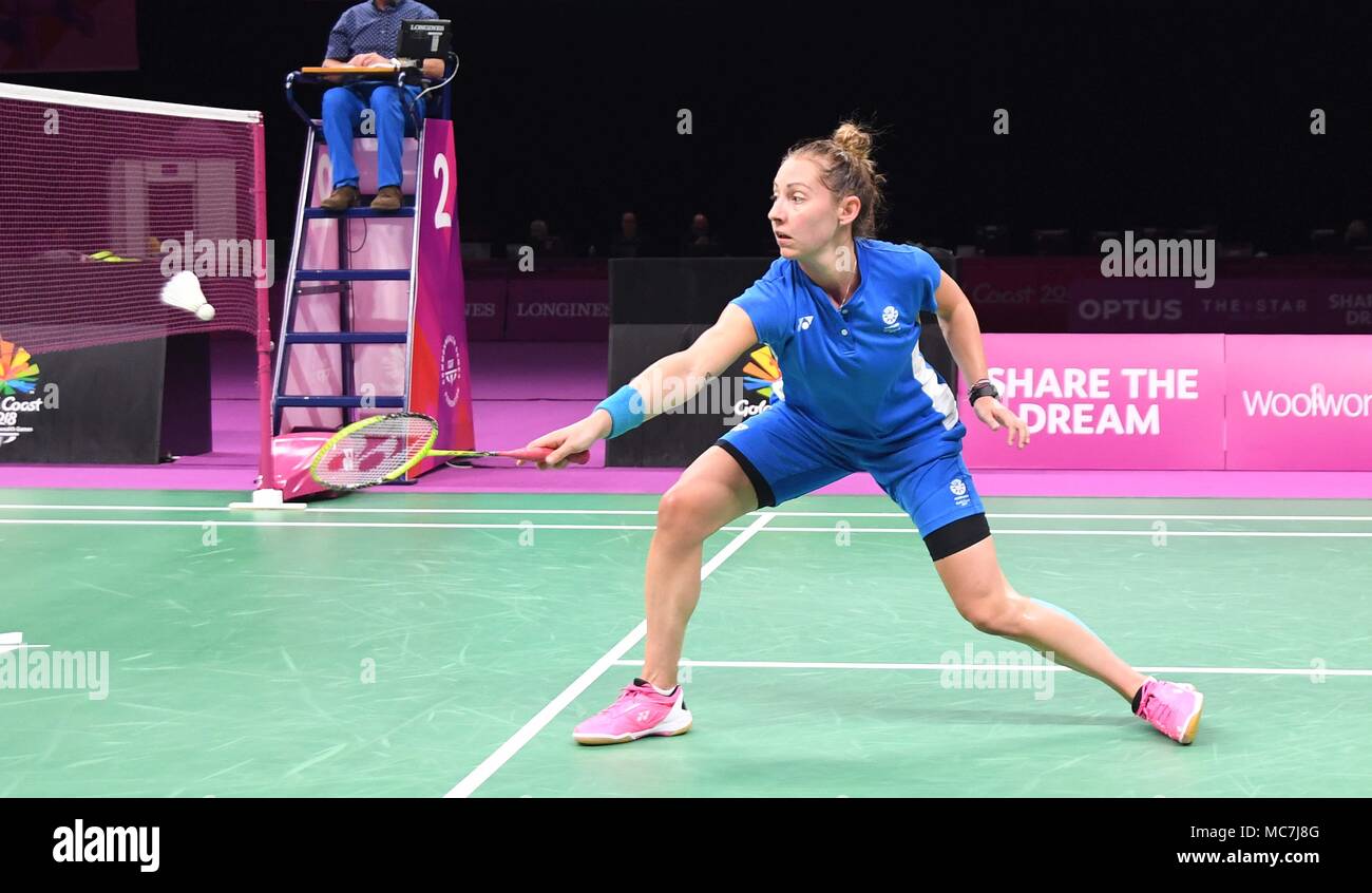 Queensland, Australia, 14 April 2018. Kirsty Gilmour (SCO). Womens singles. Semi final. Badminton. XXI Commonwealth games. Carrara Sports Hall 2. Gold Coast 2018. Queensland